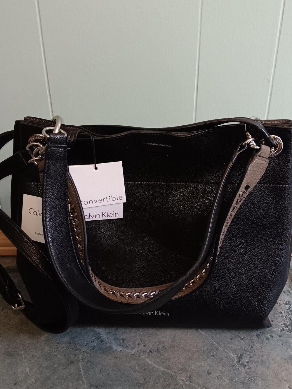 Calvin Klein Black Shoulder Tote with Double Strap Handles NWT - Picture 15 of 15